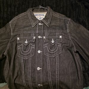 Vintage True Religion Black Denim Jacket for Men